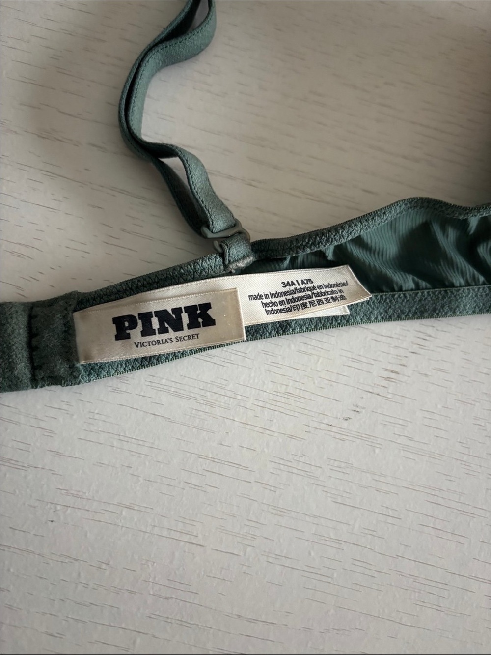 PINK Victoria's Secret Ribbed push up Bra - Sage Green - Picture 5 of 5